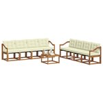 vidaXL Ensemble de canapés d'extérieur 9 Pièces Naturel et Crème