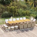 vidaXL Ensemble à dîner de jardin coussins 17 Pièces Résine tressée Beige