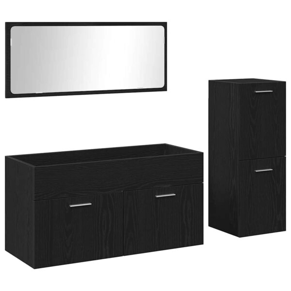 vidaXL Set de Meubles pour Salle de Bain avec porte 3 Pièces Chêne noir