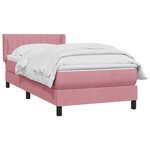 vidaXL Sommier à lattes de lit avec matelas rose 90x210 cm velours