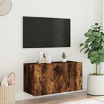 vidaXL Meuble TV mural avec lumières LED chêne fumé 80x35x41 cm