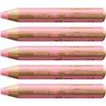 Crayon multi-talents woody 3en1 rond rose pastel x 5 STABILO