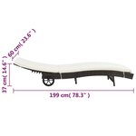 vidaXL Chaise longue avec roues et coussin Résine tressée Marron