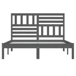 vidaXL Cadre de lit Gris 135x190 cm Bois de pin massif Double