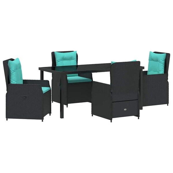 vidaXL Ensemble de salle à manger pour jardin 5 Pièces Noir Poly rotin