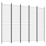 vidaXL Cloison de séparation 5 panneaux Blanc 250x200 cm Tissu