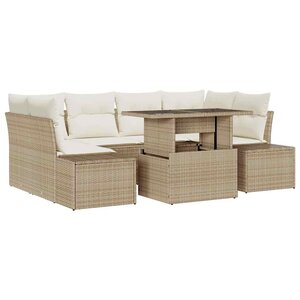 vidaXL Ensemble de Canapés avec coussin 7 Pièces Beige et crème polyrotin