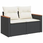 vidaXL Salon de jardin 12 Pièces avec coussins noir résine tressée