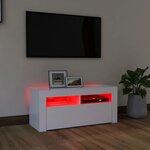 vidaXL Meuble TV avec lumières LED blanc 90x35x40 cm