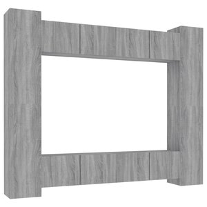 vidaXL Ensemble de meubles TV 8 Pièces Sonoma gris Bois d'ingénierie