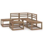 vidaXL Salon de jardin 6 Pièces Marron Bois de pin imprégné
