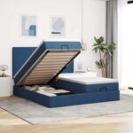VidaXL Cadre de lit ottoman avec matelas bleu 160x200 cm tissu