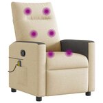 vidaXL Fauteuil de massage inclinable Crème Tissu