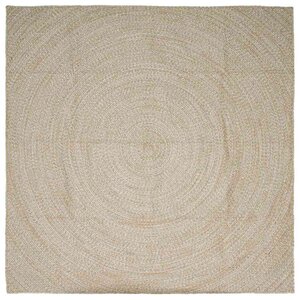 vidaXL Tapis de surface Carré Naturel et Blanc 240 x 240 cm Jute