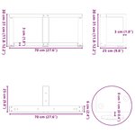 vidaXL Pieds de table basse en T  2 pièces  noir  70 x 25 x (30-31) cm  acier