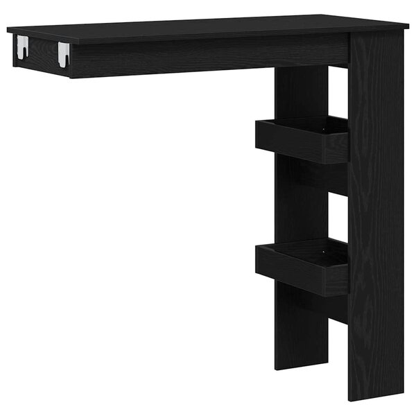 vidaXL Table de Bar Murale avec étagère Chêne noir 102 x 45 x 103 5 cm