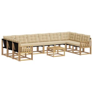 vidaXL Ensemble de canapés d'extérieur 11 pc Blanc et Beige