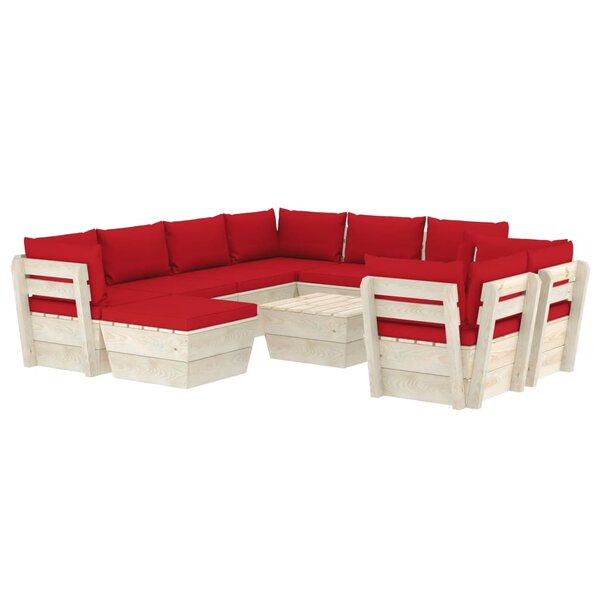 vidaXL Salon de jardin palette 10 Pièces avec coussins Épicéa imprégné