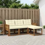 vidaXL Ensemble de canapés d'extérieur 4 pc Naturel et Crème