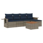 vidaXL Salon de jardin 6 Pièces avec coussins gris résine tressée