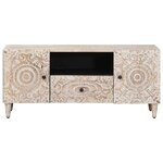 vidaXL Meuble TV Blanc 105 x 33 5 x 46 cm Bois de mangue massif