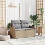 vidaXL Canapé de jardin avec coussin Beige 121 x 62 x 69cm polyrotin