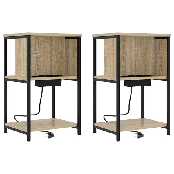 vidaXL Cabinet de chevet 2 Pièces Chêne sonoma 38 x 31 x 61 cm