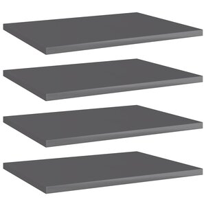 vidaXL Panneaux bibliothèque 4Pièces Gris brillant 40x30x1 5cm Aggloméré