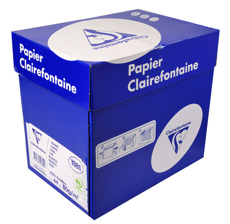 Carton 2500 Feuilles Papier 80g A4 210x297 mm Certifié PEFC Blanc CLAIRALFA