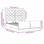 vidaXL Cadre de lit Bleu foncé 140x190 cm Velours