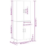vidaXL Buffet haut Chêne fumé 69 5x34x180 cm Bois d'ingénierie
