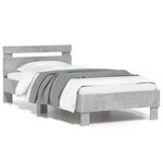 vidaXL Cadre de lit sans matelas avec lumières LED gris béton 75x190cm
