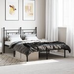 vidaXL Cadre de lit métal avec tête de lit noir 140x190 cm