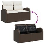 Ensemble de Canapés de Jardin 9 Pièces avec Coussins en Rattan Marron