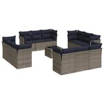 vidaXL Salon de jardin avec coussins 13 Pièces gris résine tressée