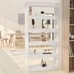 vidaXL Bibliothèque/Séparateur de pièce Blanc brillant bois ingénierie