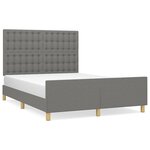 vidaXL Cadre de lit avec tête de lit Gris foncé 140x200 cm Tissu