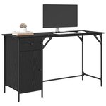 vidaXL Bureau d'ordinateur avec tiroir Chêne noir 131 x 48 x 75 cm