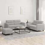 vidaXL Ensemble de canapés 3 Pièces coussins gris clair tissu microfibre