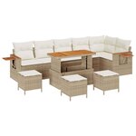 vidaXL Ensemble de canapé de jardin 10 Pièces Beige Poly rotin