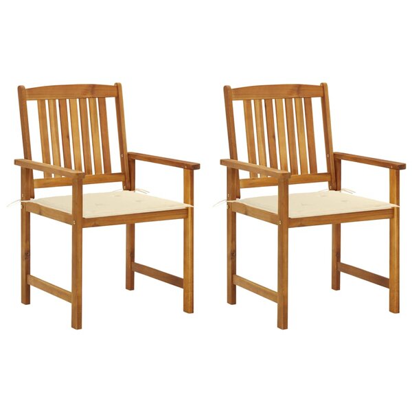 vidaXL Chaises de jardin avec coussins lot de 2 Bois d'acacia massif