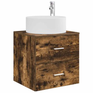 vidaXL Vanité de lavabo mural Chêne fumé 49 5 x 44 5 x 65 5 cm