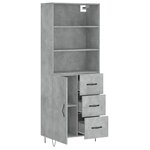 vidaXL Buffet haut Gris béton 69 5x34x180 cm Bois d'ingénierie