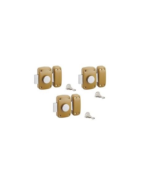 SP - Lot de 3 verrous à bouton  cylindre Ø23 x 40 mm  s'entrouvrant  3 clés/verr.