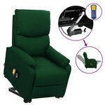 Vidaxl fauteuil releveur inclinable de massage vert foncé tissu