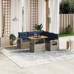 vidaXL Salon de jardin 6 Pièces avec coussins gris résine tressée