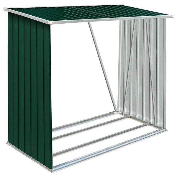 vidaXL Abri de stockage de bois Acier galvanisé 163x83x154 cm Vert