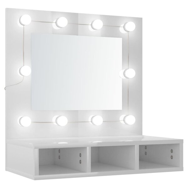 vidaXL Armoire à miroir avec LED Blanc brillant 60x31 5x62 cm