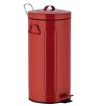 Poubelle de cuisine à pédale brooklyn rouge acier inoxydable 30 l