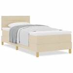 vidaXL Lit boxspring avec matelas avec matelas Crème 90 x 200 cm tissu